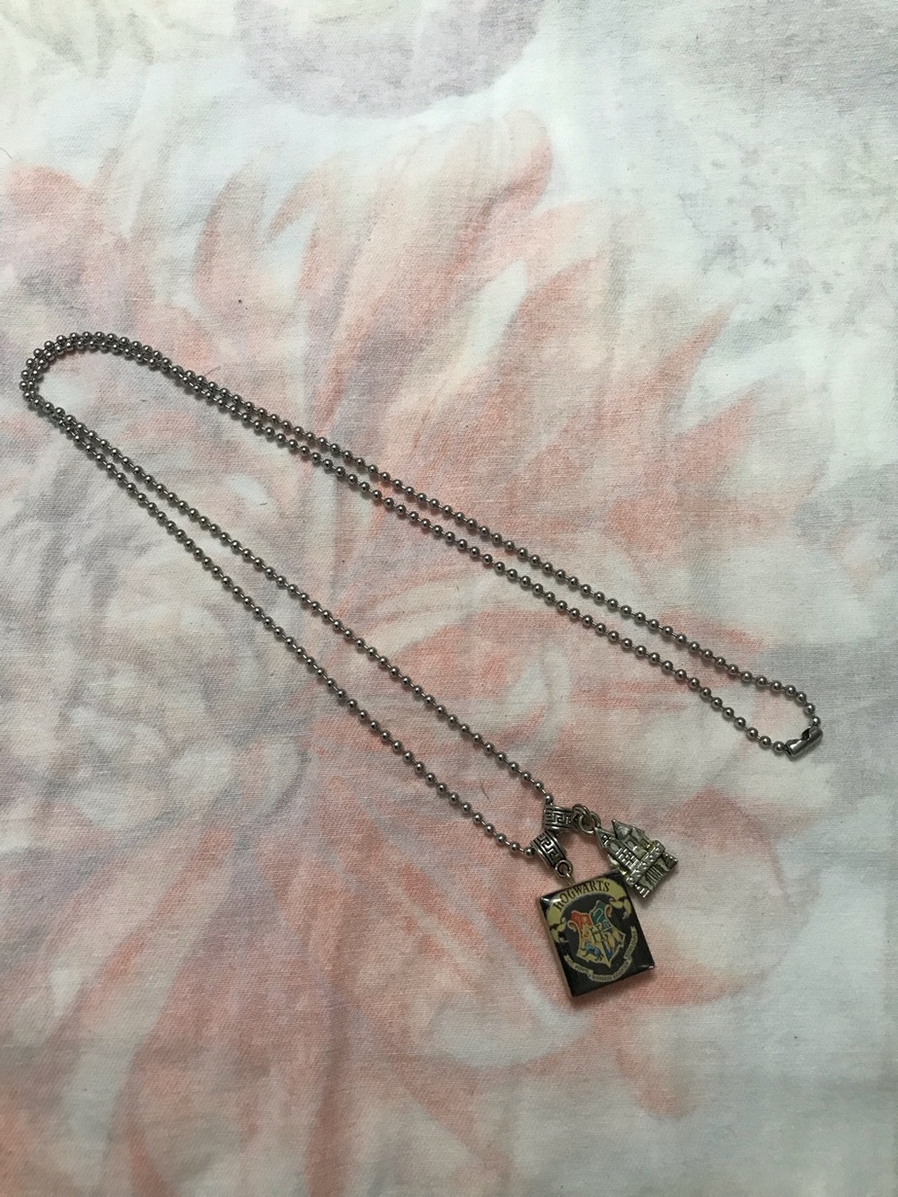 Howarts Harry Potter Silver Tone Bead USA Ball Chain Necklace 29”